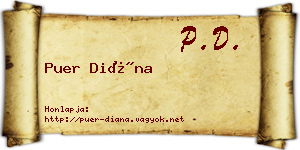 Puer Diána névjegykártya
